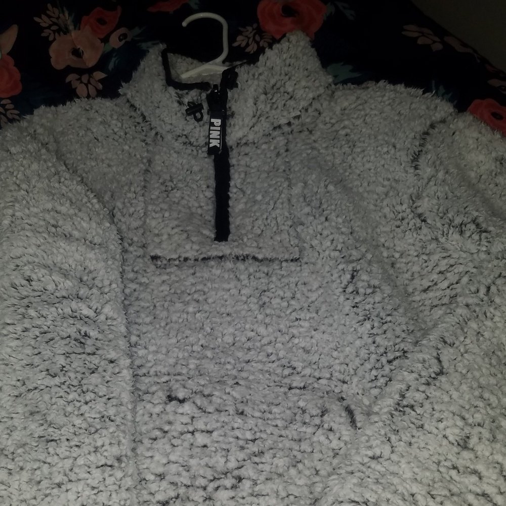 Frosted grey PINK sherpa LG